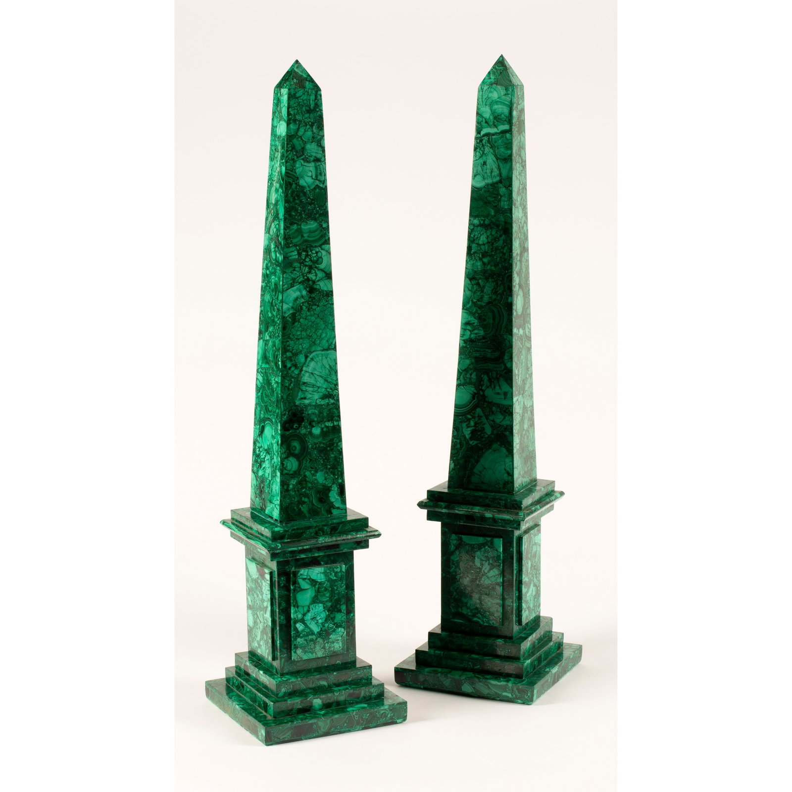 Large Malachite Obelisk Pair. (1 of 1)