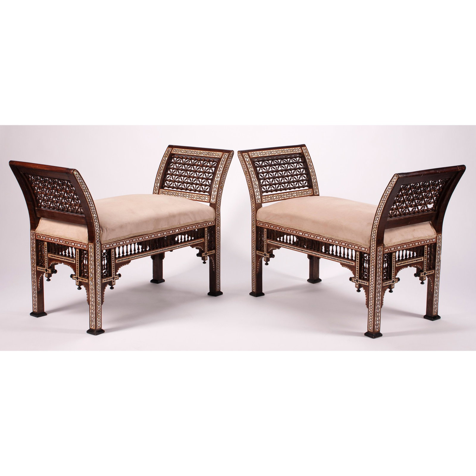 Moorish Inlaid Window Seat Pair. (1 of 1)