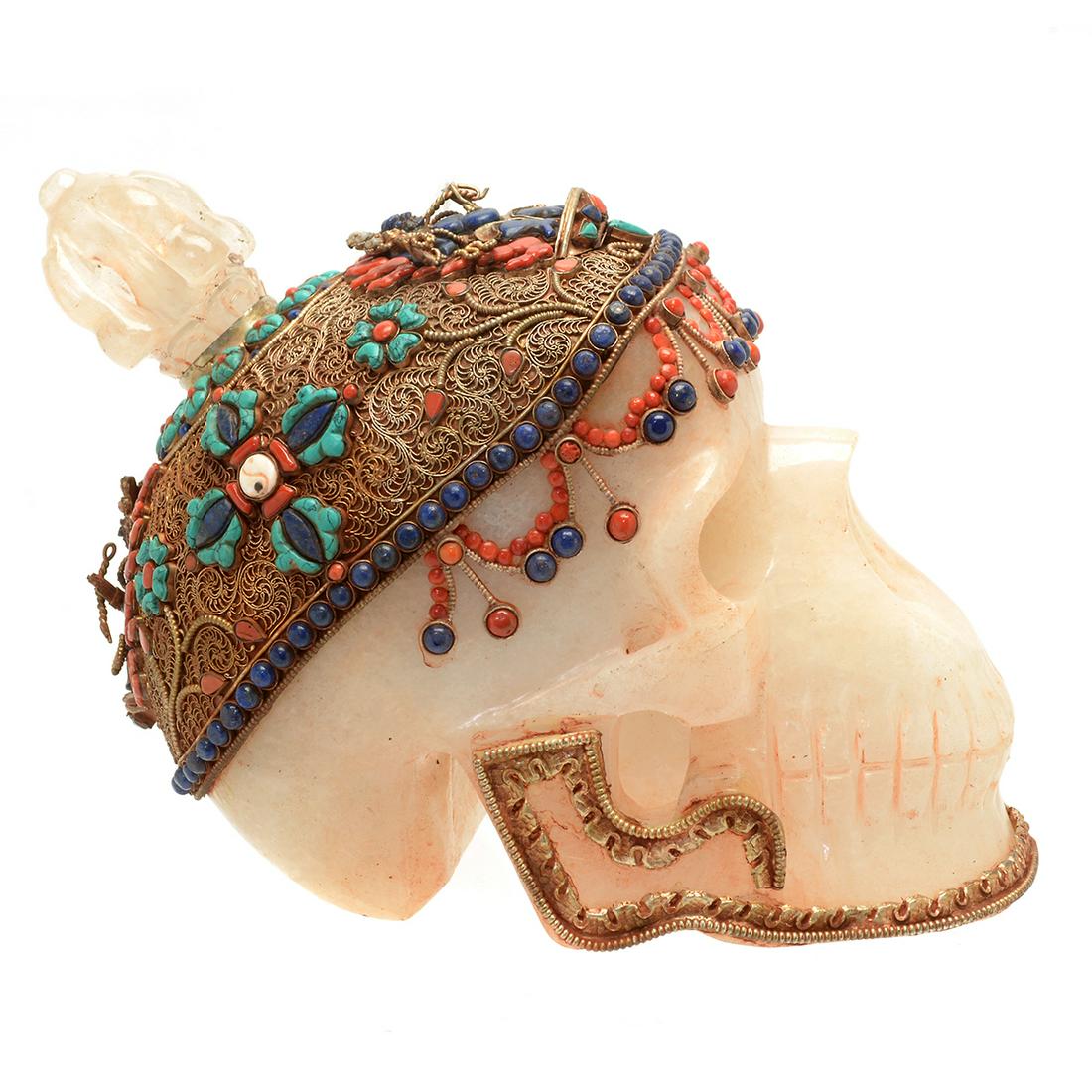 Carved Rock Crystal Skull With Filigree Mount and (1 of 2)