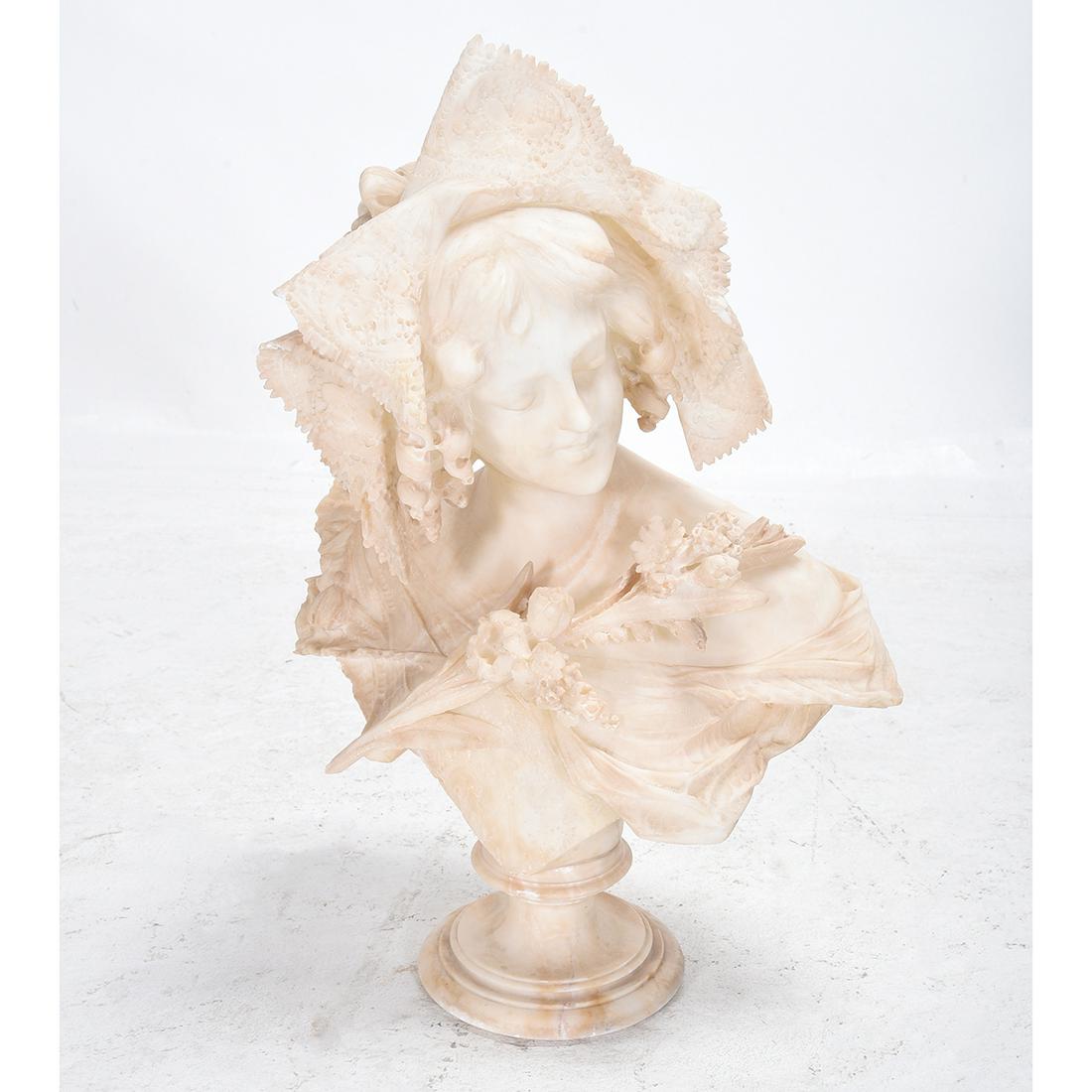 Italian White Marble Female Bust. (1 of 2)