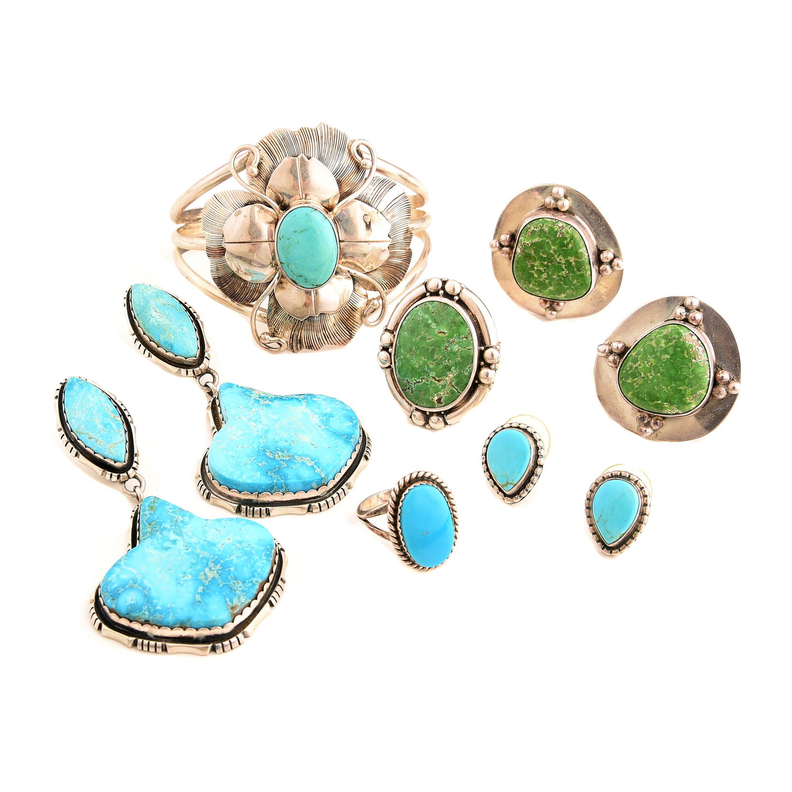 Collection of Native American Turquoise, Sterling (1 of 2)
