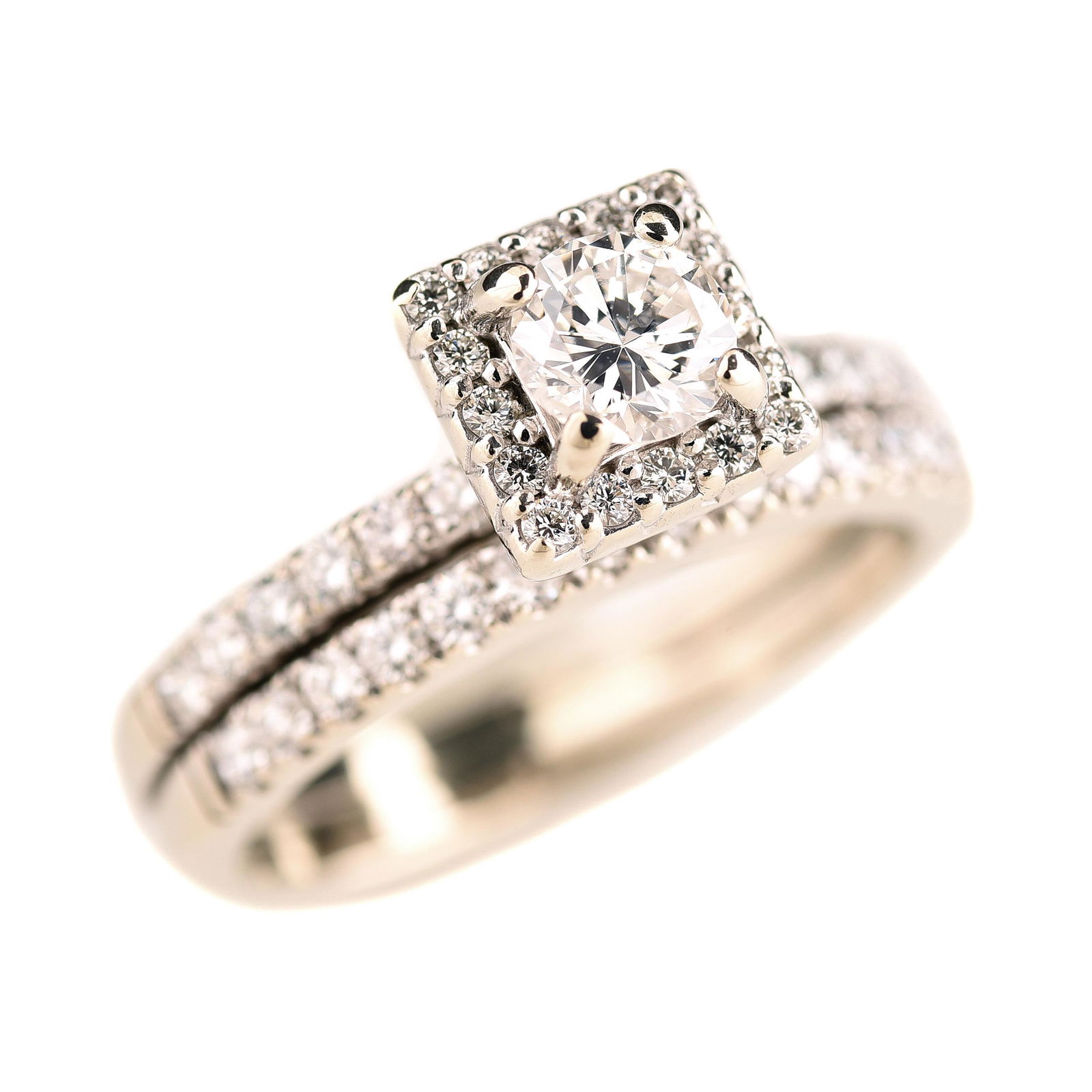 Diamond, 14k White Gold Wedding Ring Set. (1 of 2)
