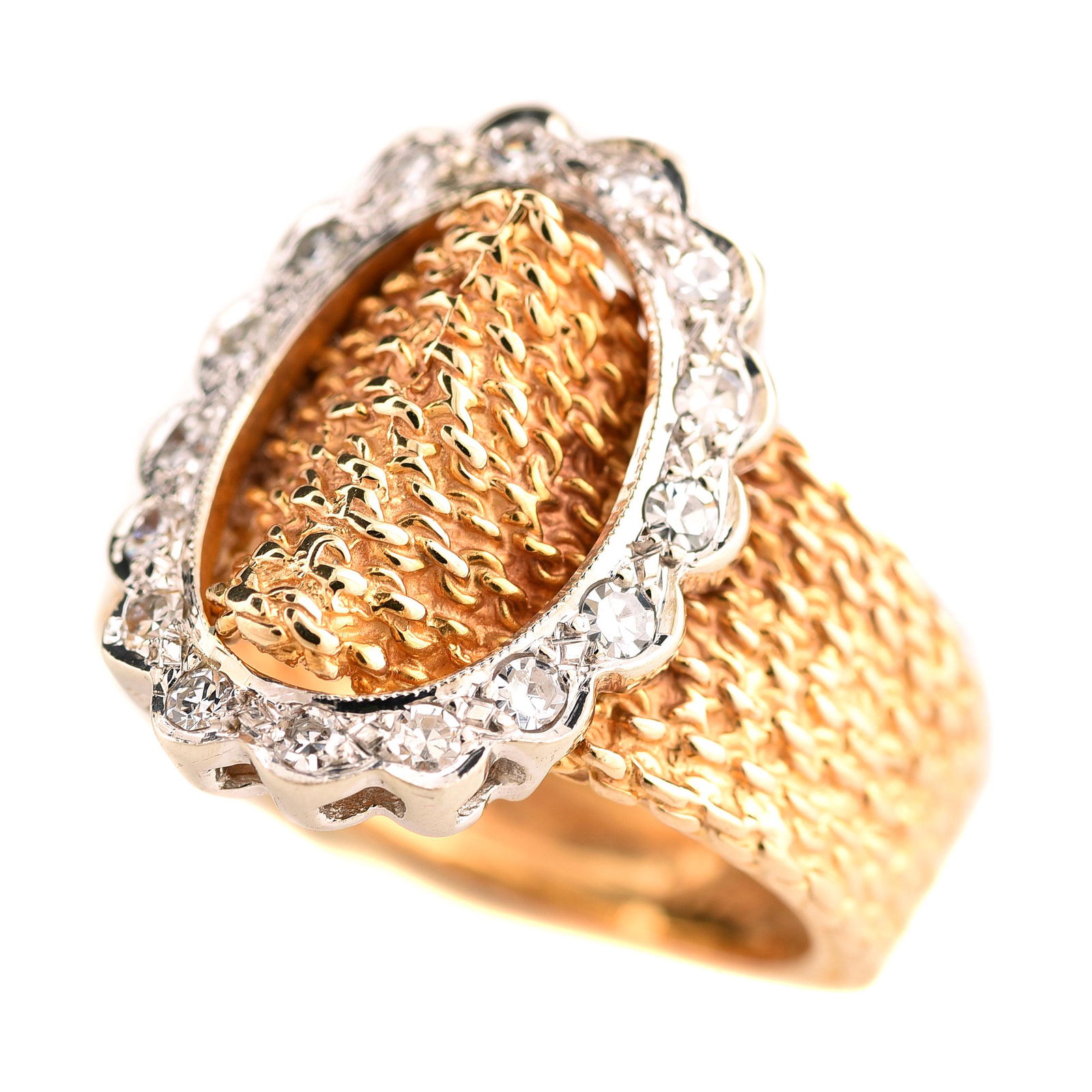 Diamond, 14k Gold Buckle Ring. (1 of 2)