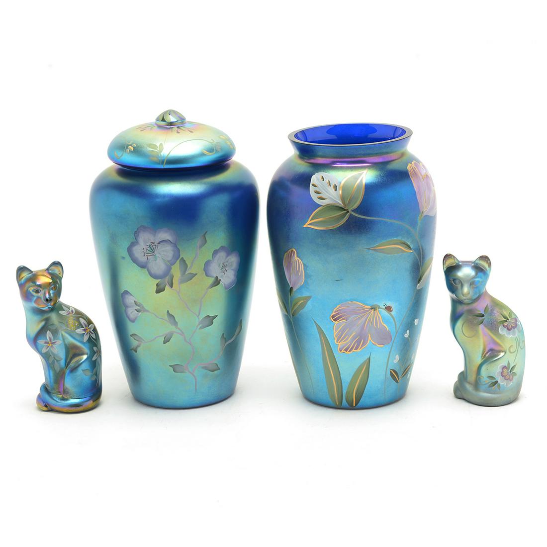 Four Fenton Favrene Painted Glass Articles (1 of 2)