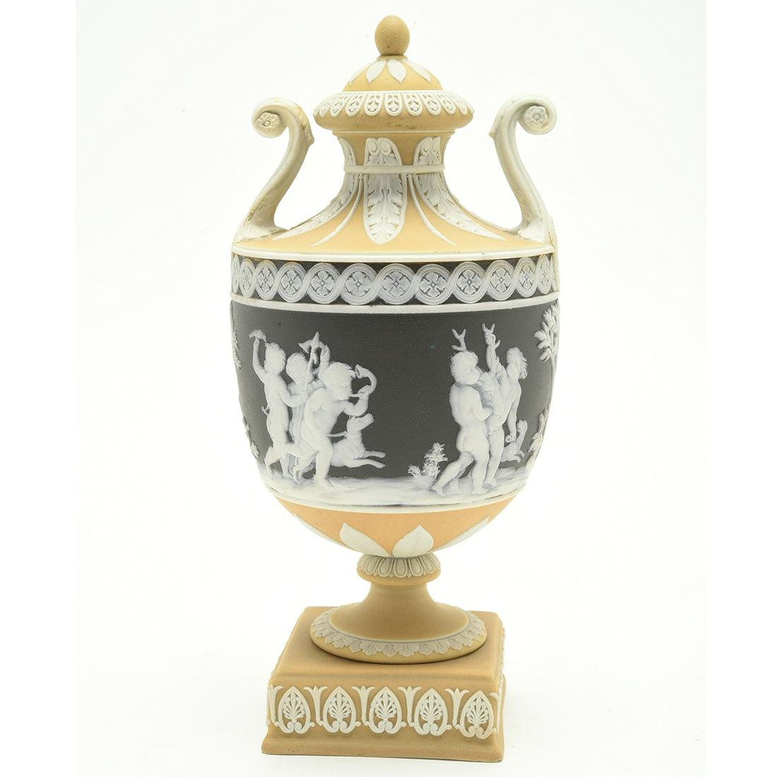 Wedgwood Pottery Three Color Jasper Dip Covered Urn. (1 of 2)