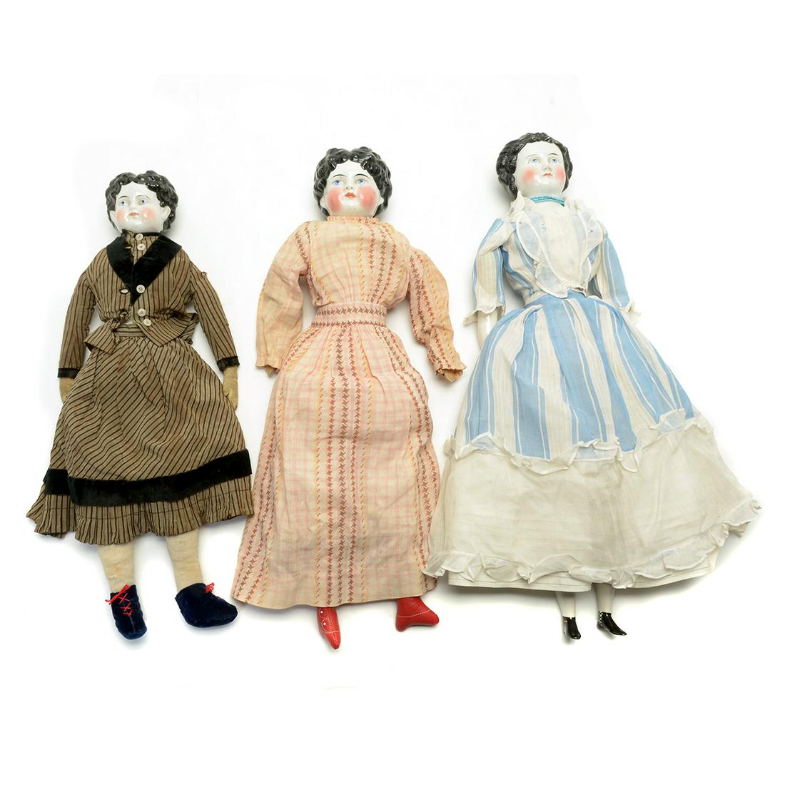 Three German China Head Dolls. (1 of 4)