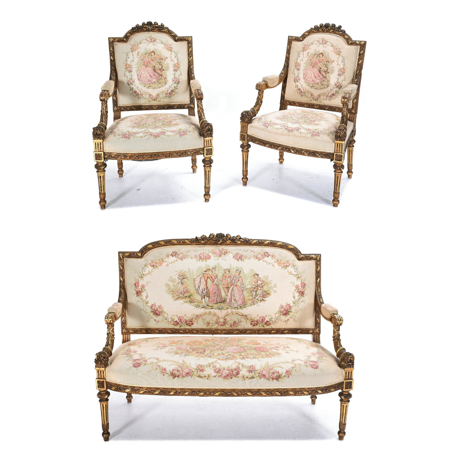 Three Piece Louis XIV Style Salon Suite. (1 of 3)