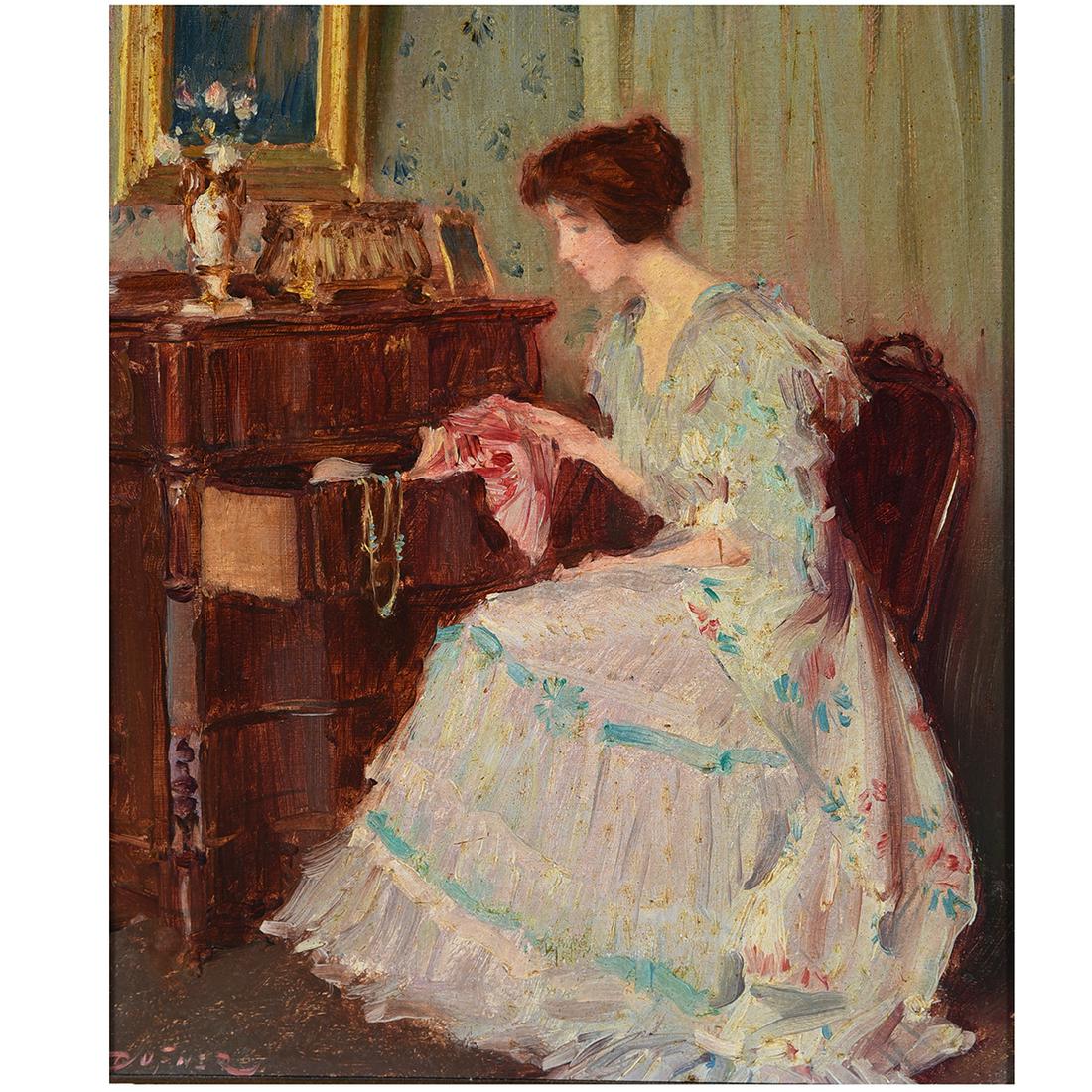 Edward Dufner "The Old Bureau" oil on board (1 of 3)