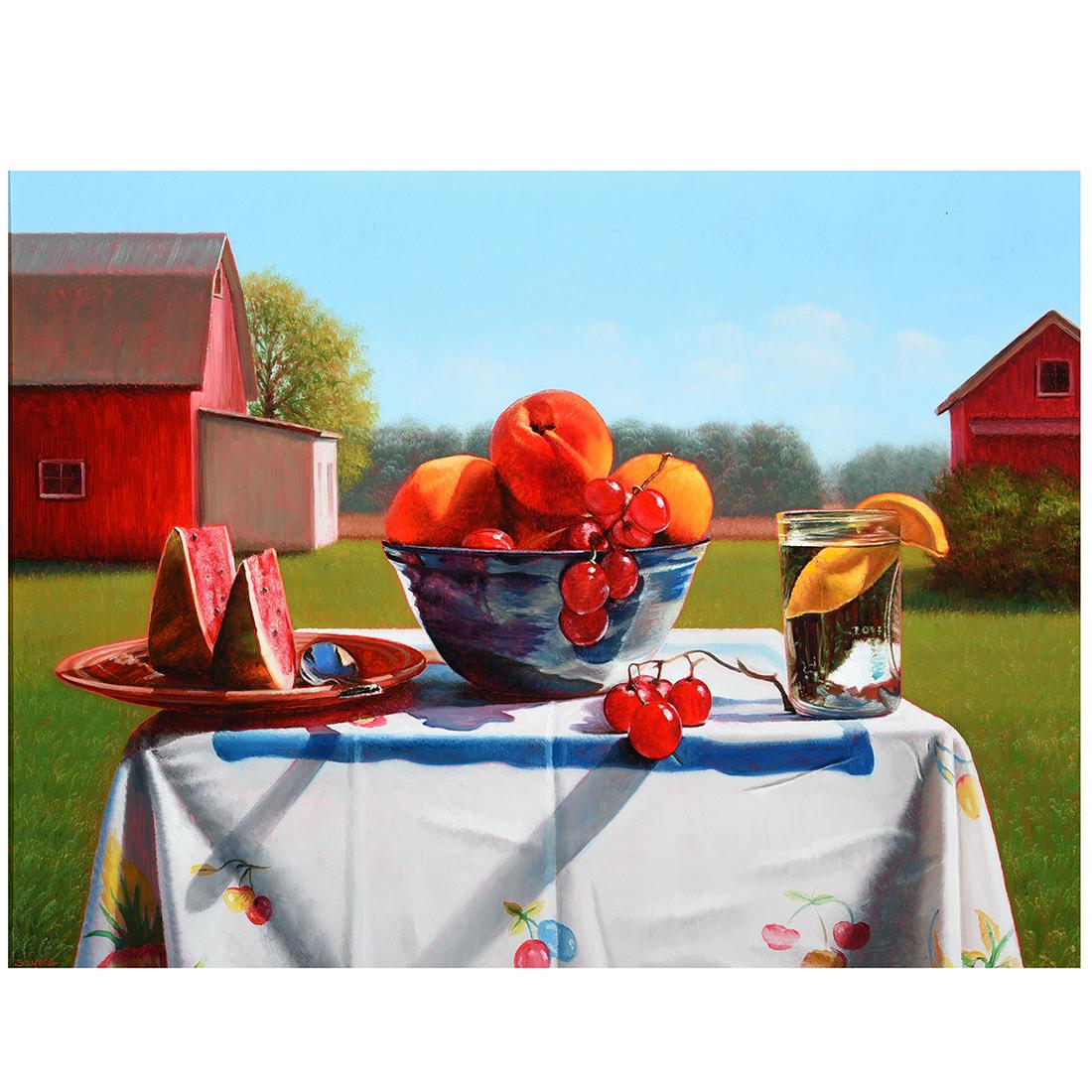 John Sayers "Picnic Table" oil on canvas (1 of 2)