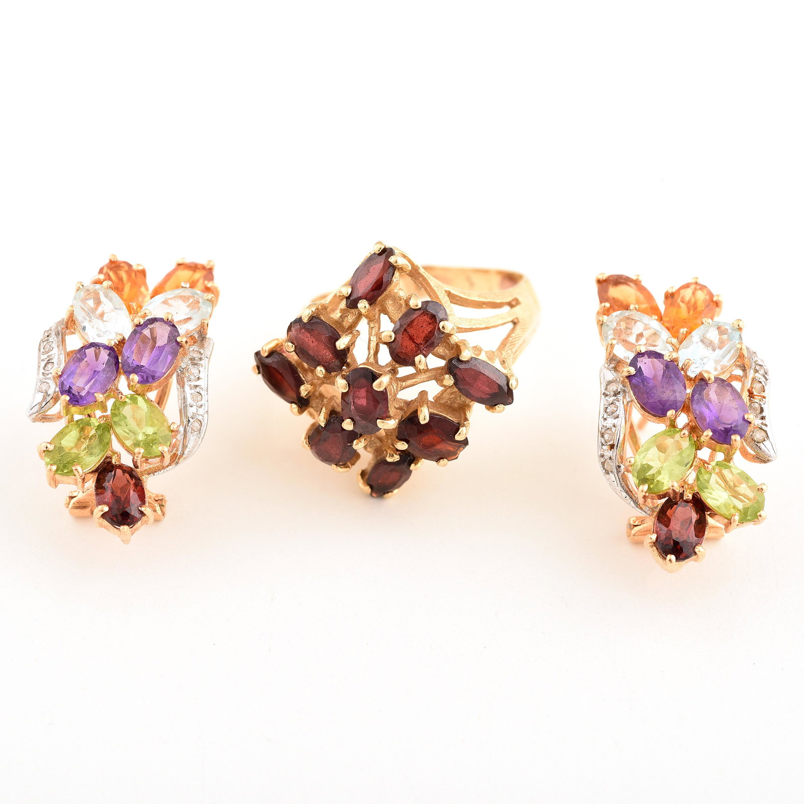Multi-Stone, Diamond, 14k Yellow Gold Jewelry Suite. (1 of 2)