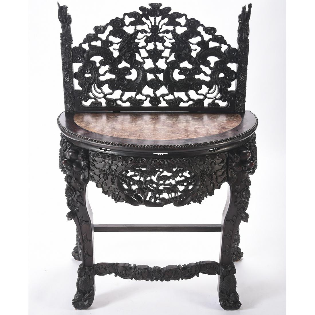 Chinese Export Rosewood Demi-Lune Table (1 of 2)