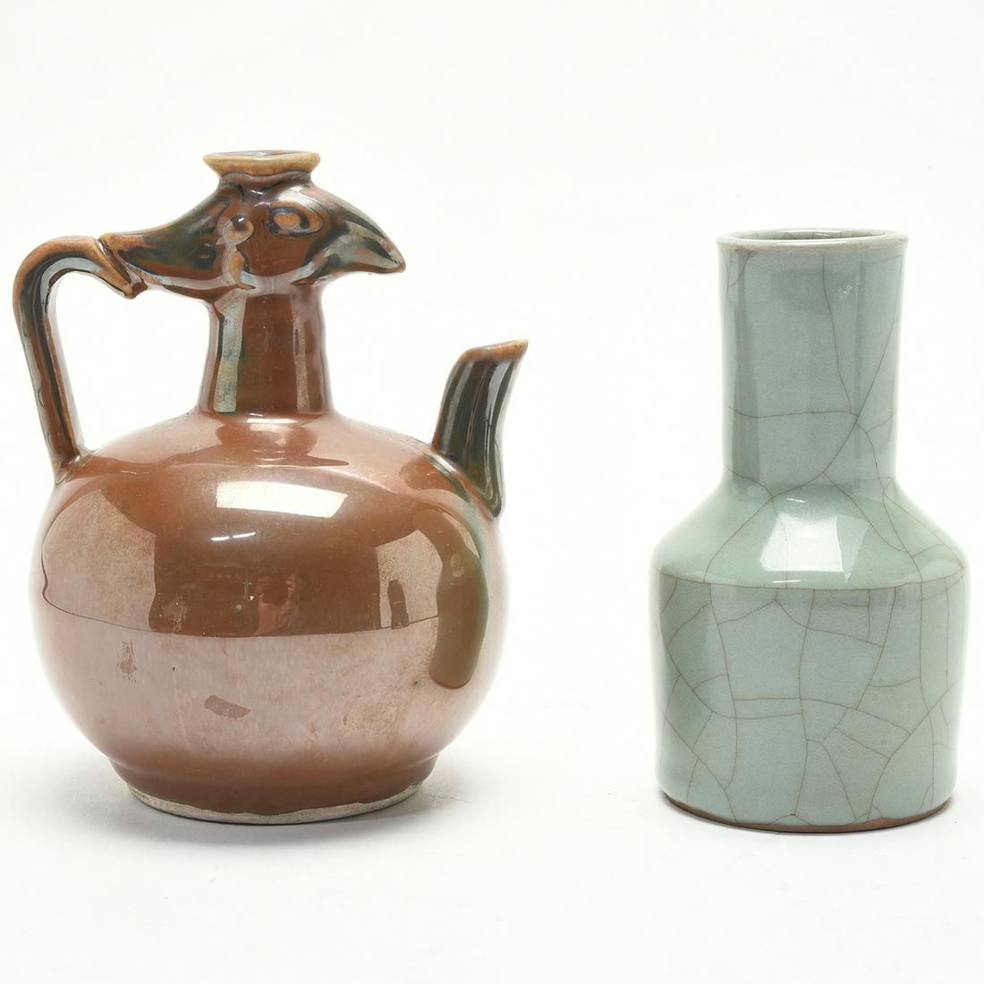 Chinese Guan-Type Vase And Phoenix Head Ewer (1 of 2)