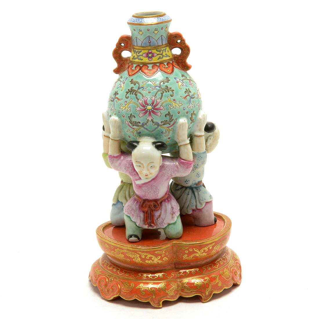 Chinese Famille Rose Enameled Porcelain Vase (1 of 3)