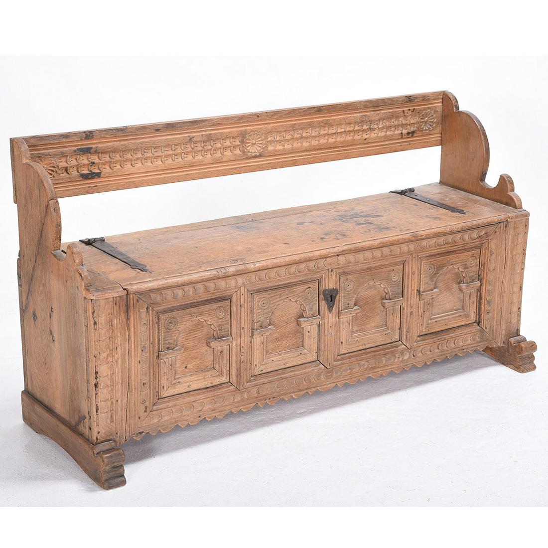 Pennsylvania German Golden Oak Carved Chest (1 of 2)