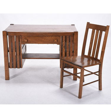 For Auction Stickley Style Mission Oak Desk And Chair 0006 On