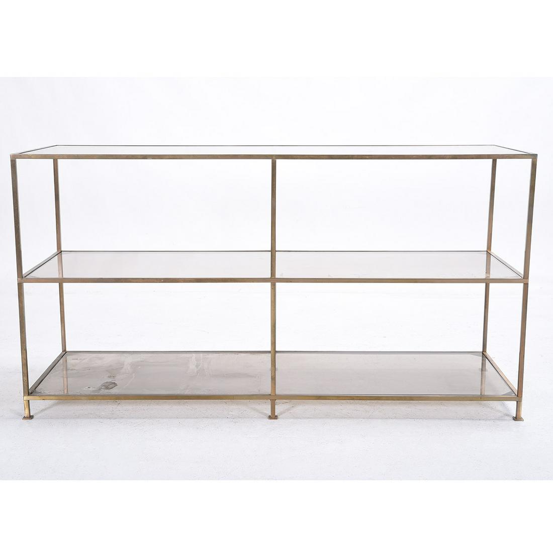 Brass and Glass Three Tier Shelving Unit. (1 of 2)
