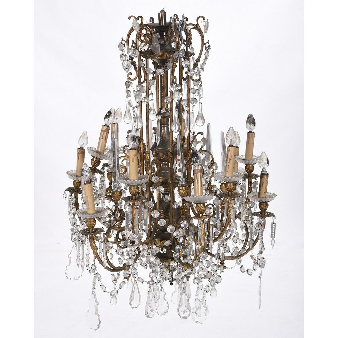 Victorian Gilt Bronze Twelve Light Chandelier. (1 of 2)