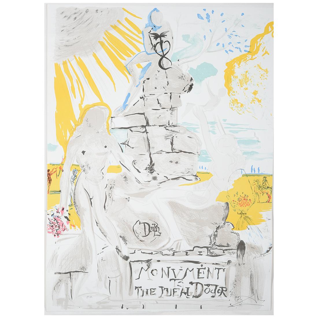 Salvador Dali "Monument to the Ideal Doctor" lithograph: SALVADOR DALI (Spanish 1904-1989) "Monument to the Ideal Doctor" Lithograph in colors. Sheet: 29 1/2 x 21 1/8 inches; Frame: 43 1/2 x 34 3/4 inches. Signed lower right: Dali; numbered lower left: E.A.