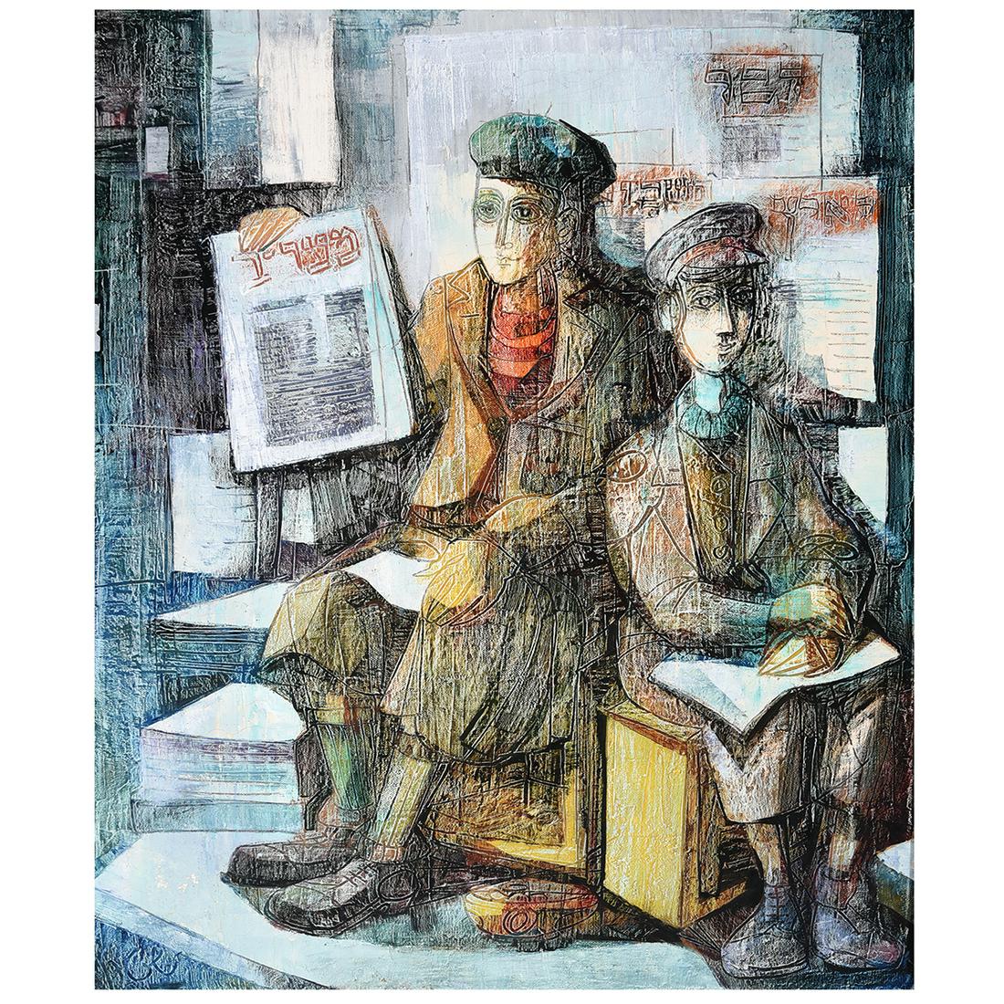 Yossi Stern "Paper Boys" oil on canvas (1 of 3)
