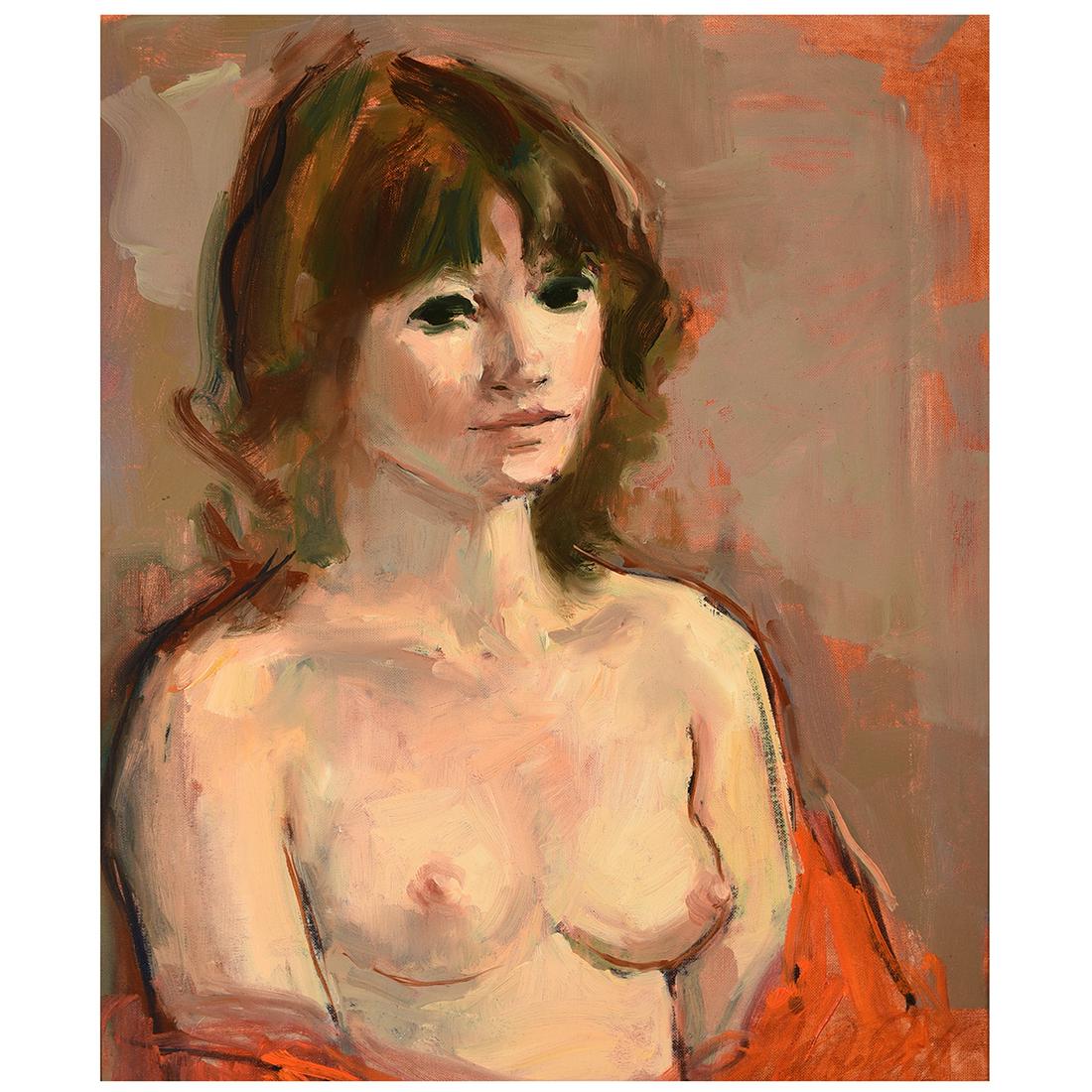 Jan de Ruth "Seated Nude" oil on canvas: JAN DE RUTH (American / Czech 1922-1991) "Seated Nude" Oil on canvas. 16 x 13 inches; Frame: 23 3/4 x 20 3/4 inches. Signed lower right: Jan de Ruth.