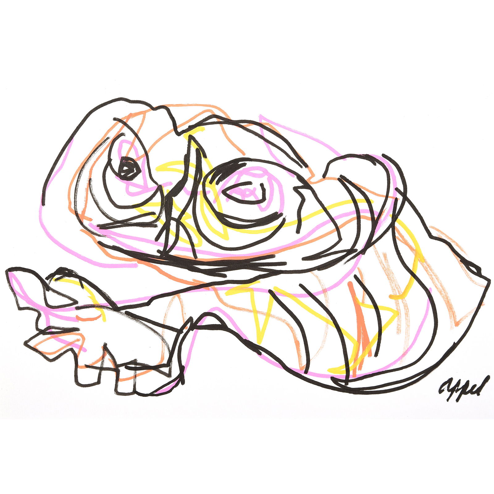 Karel Appel "Untitled Abstract" marker on paper (1 of 3)