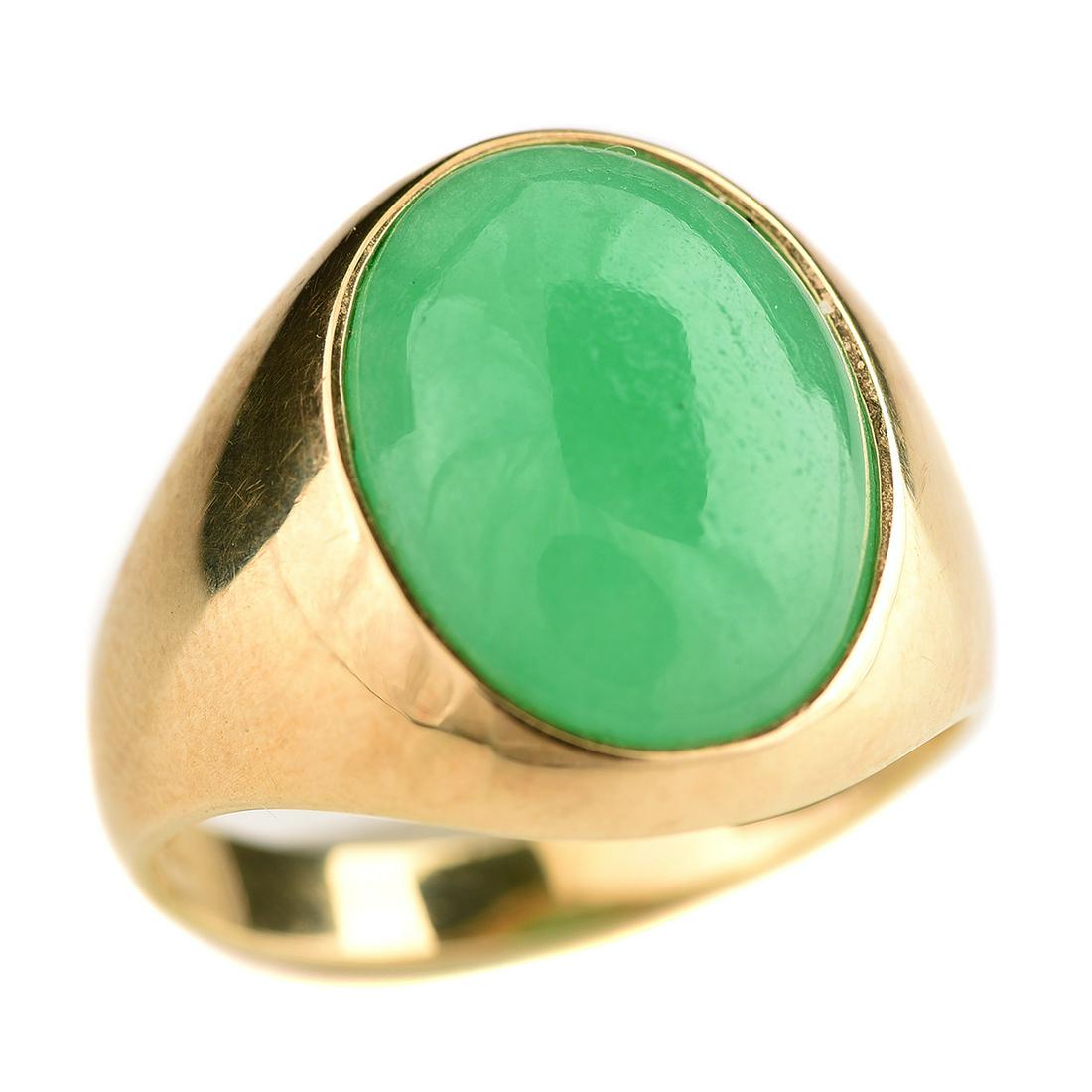 Men's Jade, 14k Yellow Gold Ring. (1 of 3)