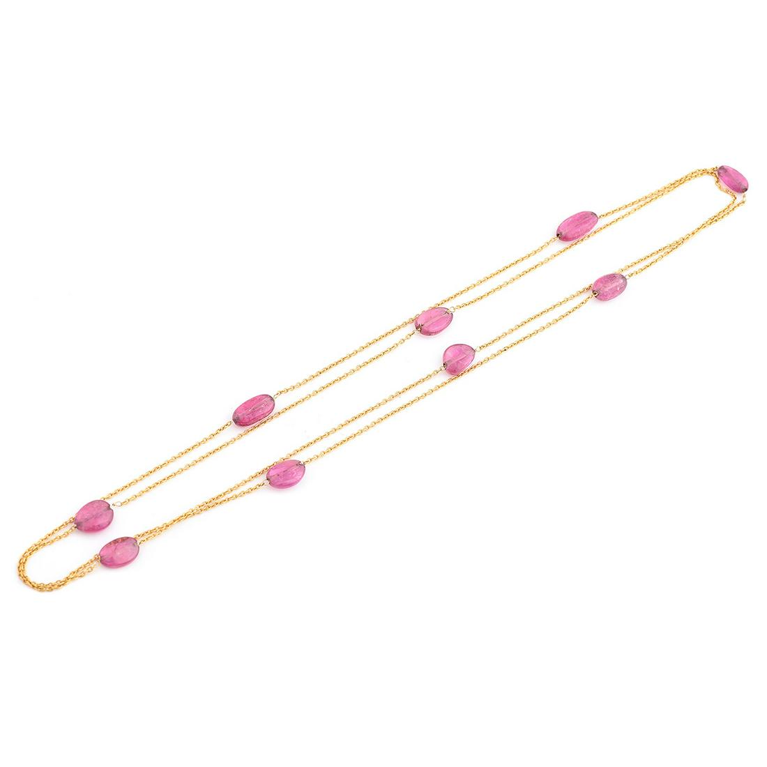 Pink Tourmaline, 18k Yellow Gold Necklace. (1 of 2)