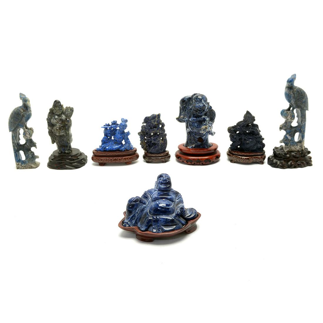 Eight Chinese Lapis Lazuli Carvings (1 of 2)
