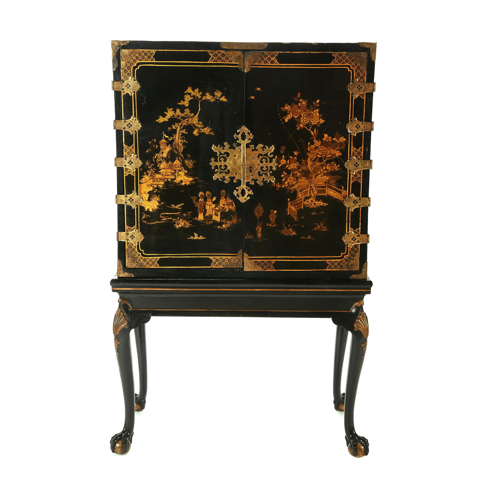 Chinese Black Lacquer Cabinet on Stand (1 of 2)