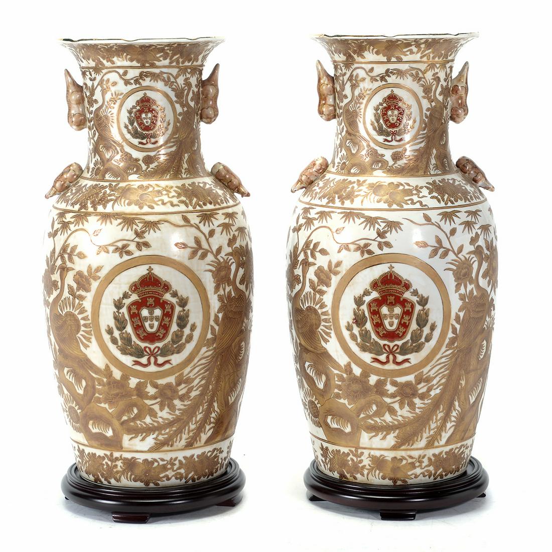 Pair of Large Chinese Porcelain Vases with Gilt (1 of 2)