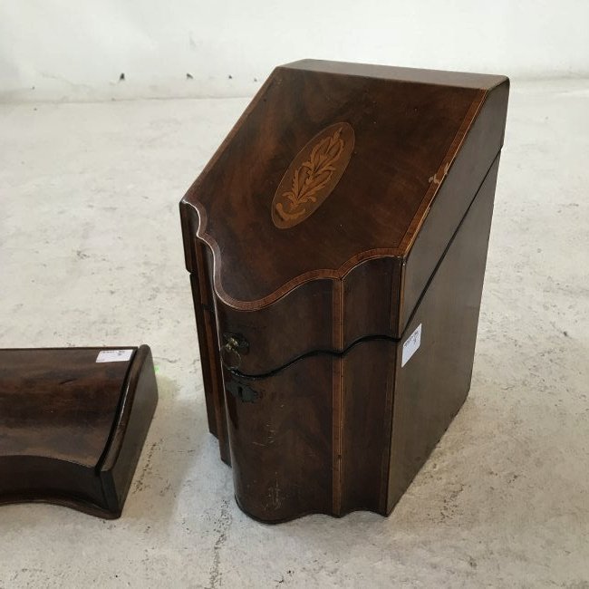 Georgian Inlaid Knife Box and William IV Desk Box. (1 of 8)