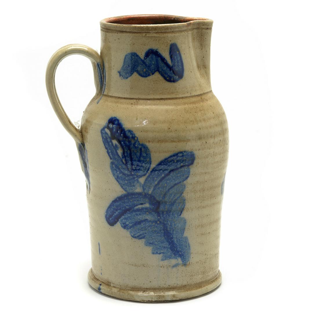 American 19th Century Stoneware Cobalt-Painted Pitcher, (1 of 3)