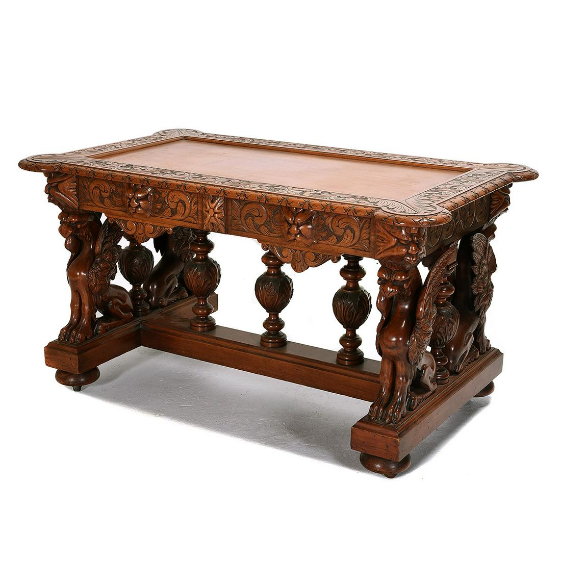 Renaissance Revival Style Library Table (1 of 2)