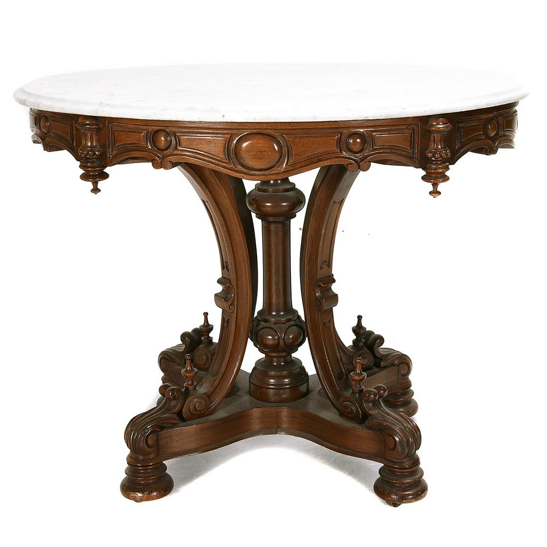 American Renaissance Revival Marble Top Oval Occasional (1 of 2)