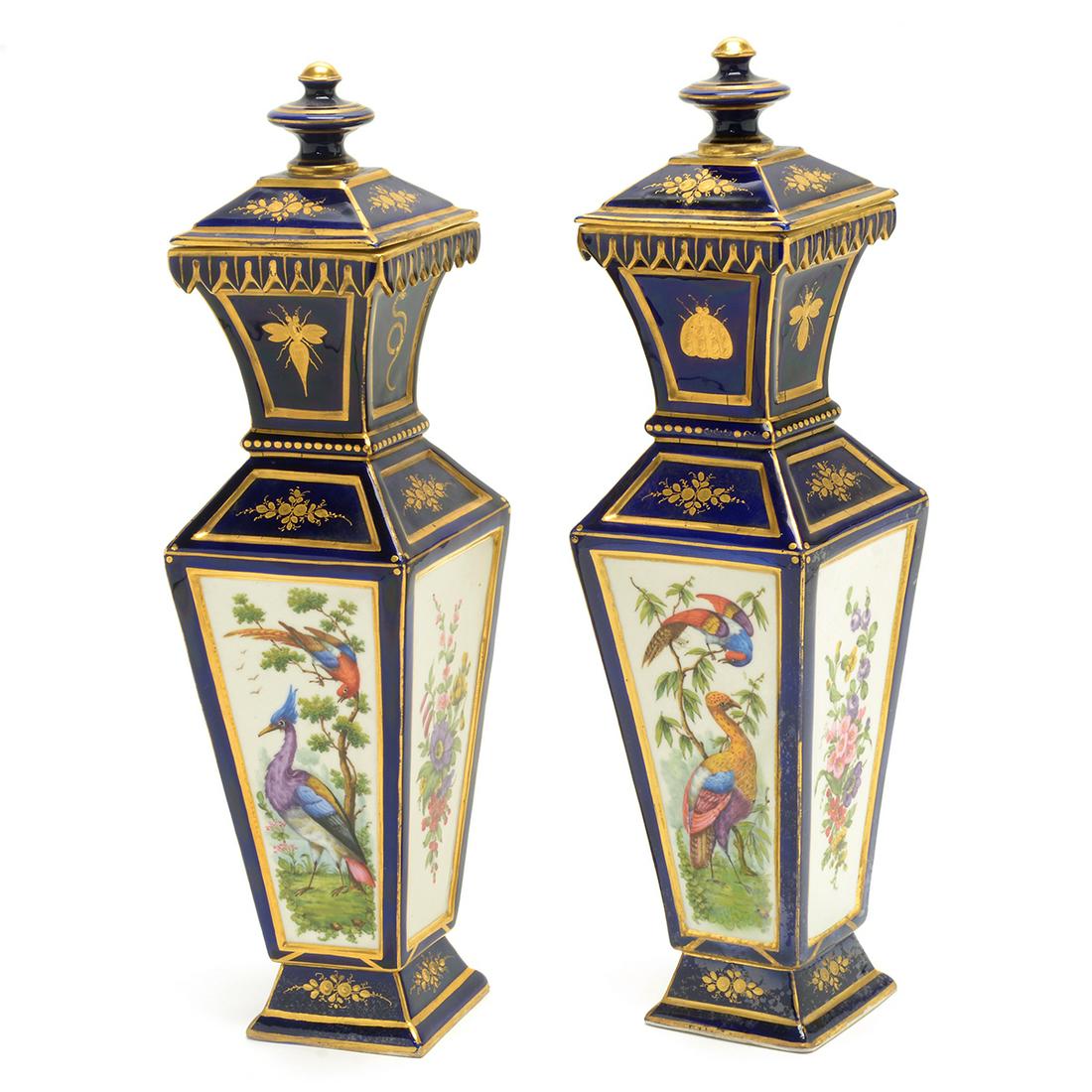 Pair of English 19th Century Porcelain Covered Vases, (1 of 3)
