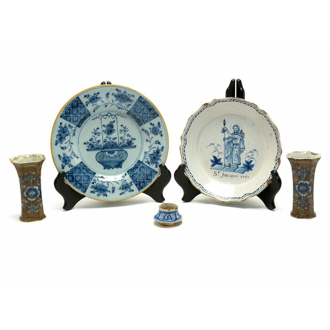 Five 18th Century Continental Pottery Table Articles (1 of 2)