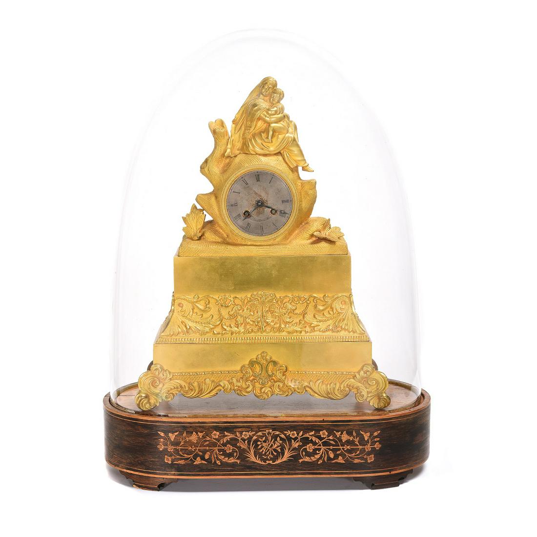 French Empire Brass Figural Mantle Clock with Silk (1 of 2)