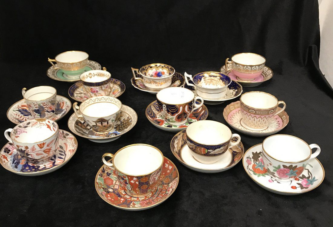 13 English Cup and Saucer Sets, Circa 1795 - 1835. (1 of 10)