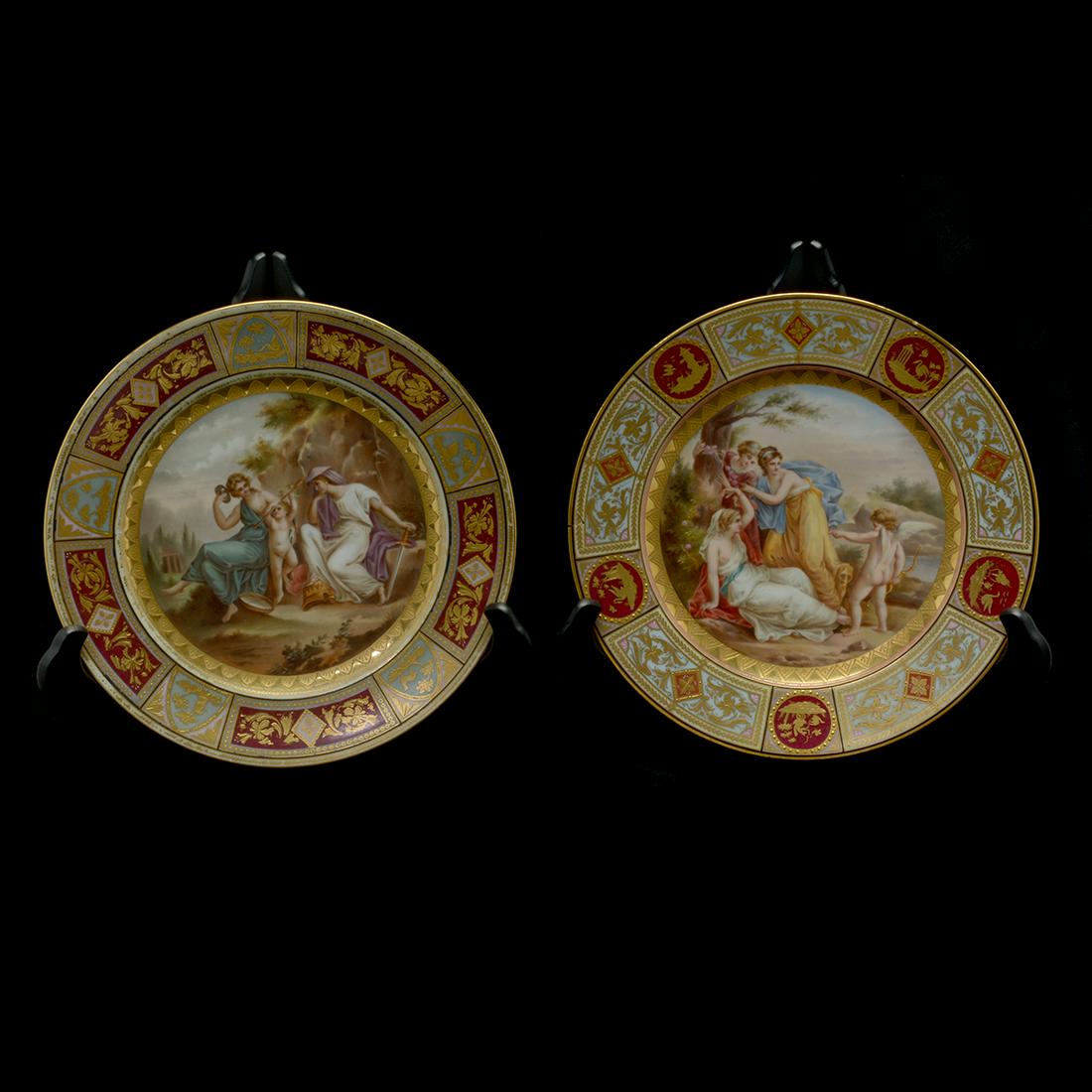 Two German Hand Painted Porcelain Cabinet Plates with (1 of 2)