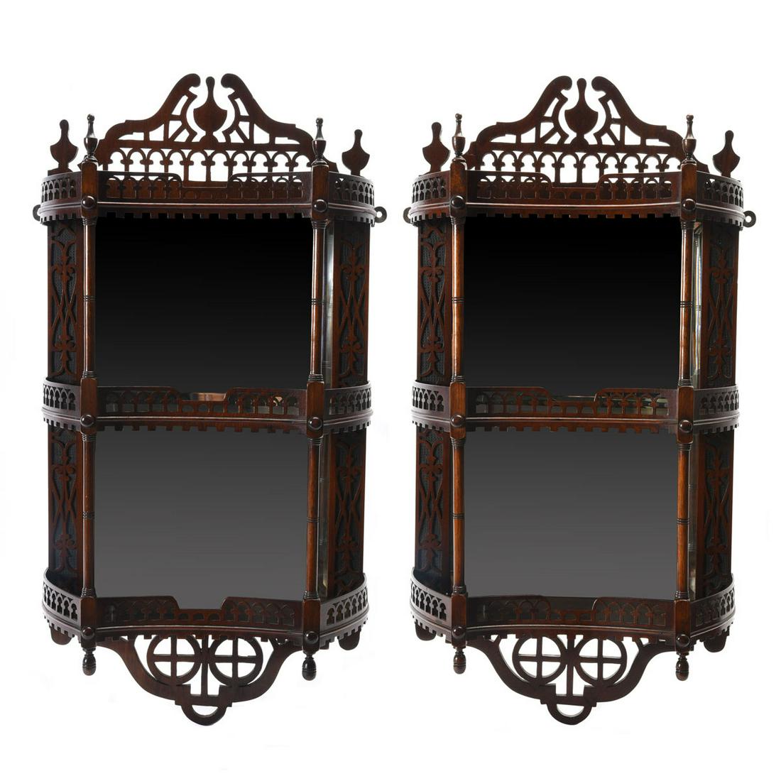 Pair of George III Style Mahogany Hanging Etageres. (1 of 4)