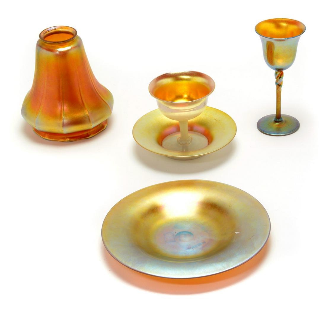 Steuben Aurene Glass Lighting and Table Articles, Lot (1 of 10)