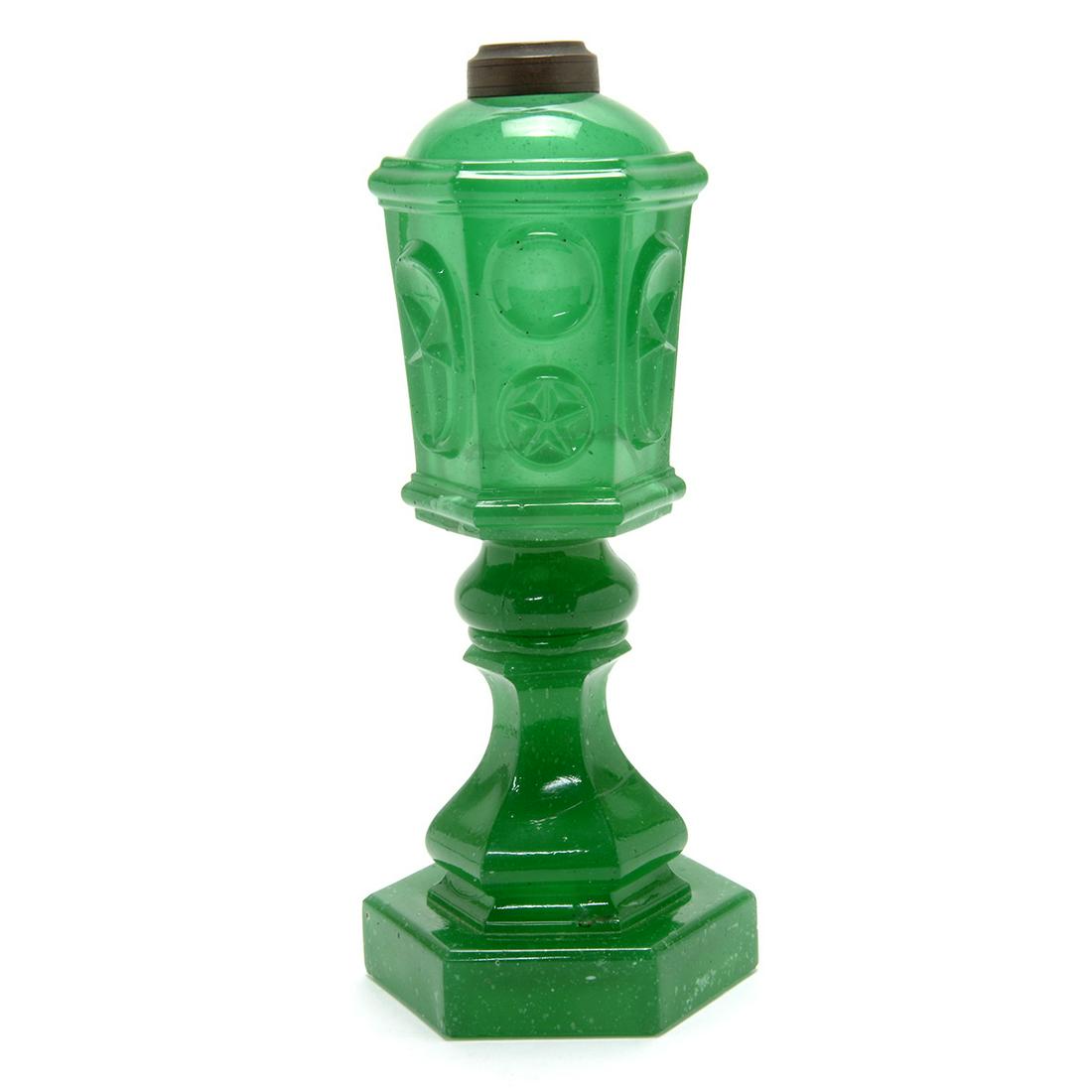 Jade Green Pressed Glass Star and Punty Pattern Fluid (1 of 7)