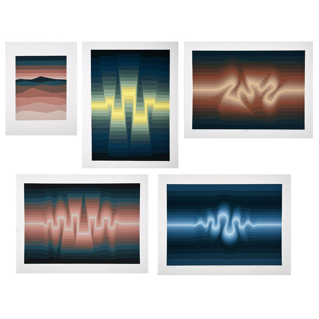 Roy Ahlgren "Au Nafrid", "Oscillation", "Mesa",: Roy Ahlgren "Au Nafrid", "Oscillation", "Mesa", "Allegro" and "Tutonkhomon" serigraph