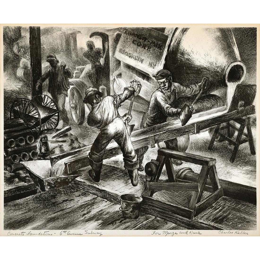 Charles Keller 6th Avenue Subway lithograph (1 of 3)