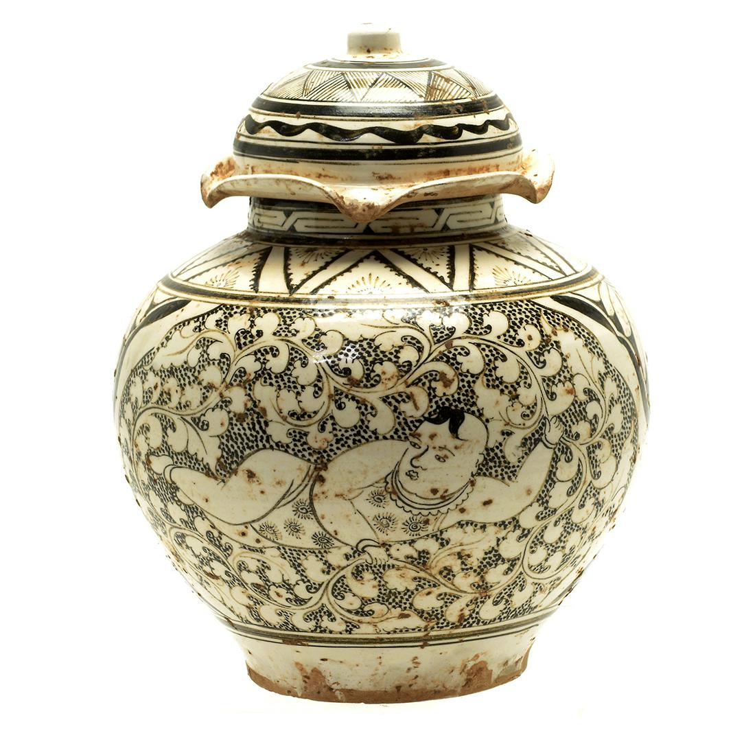 Chinese Cizhou Type Covered Jar (1 of 3)