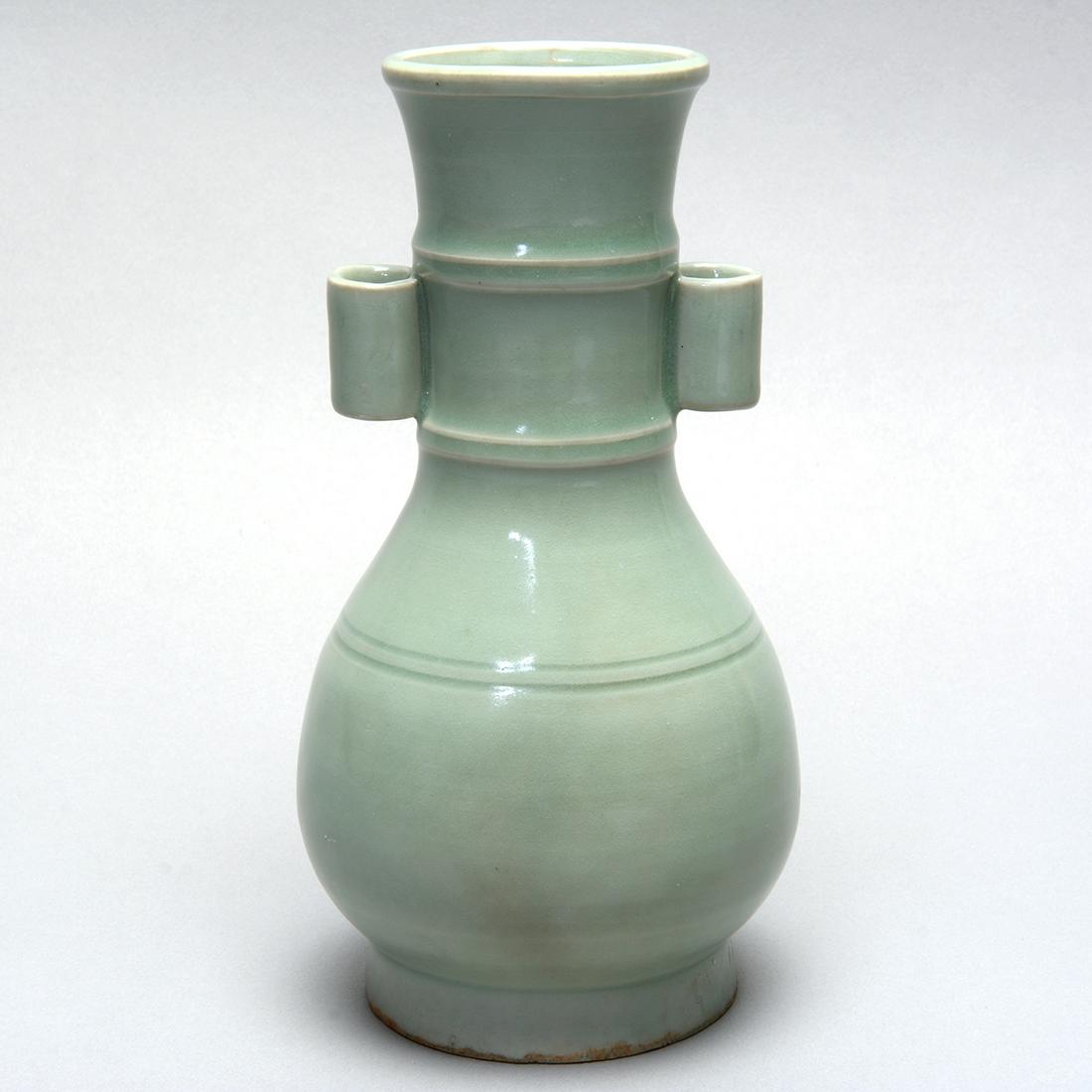 Chineseâ€ Longquan Celadon Bottle Vase with Handles (1 of 2)
