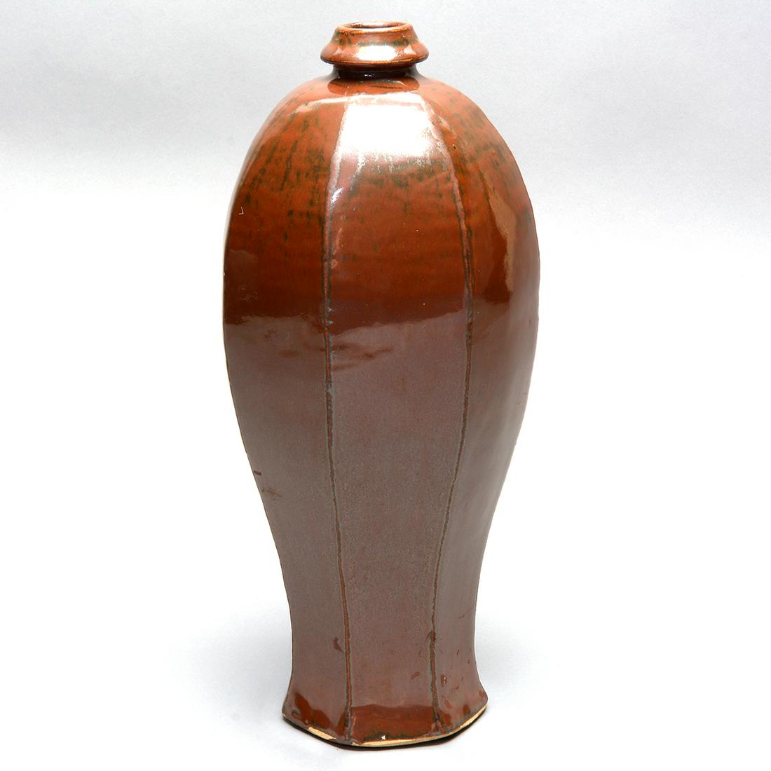 Chinese Yaozhou Persimmon Glazed Meiping Vase (1 of 2)