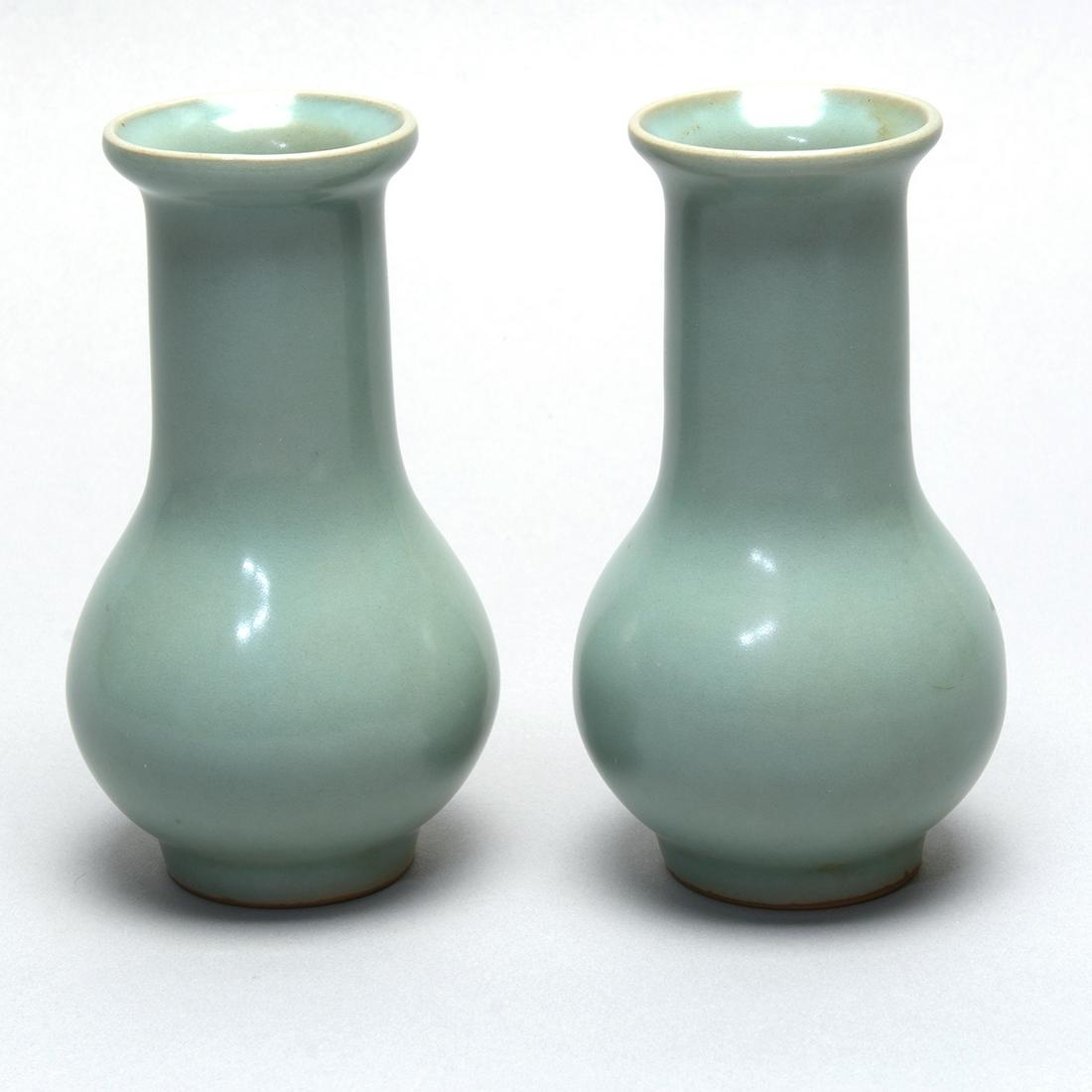 Pair of Chinese Longquan Kinuta Glazed Vases (1 of 2)