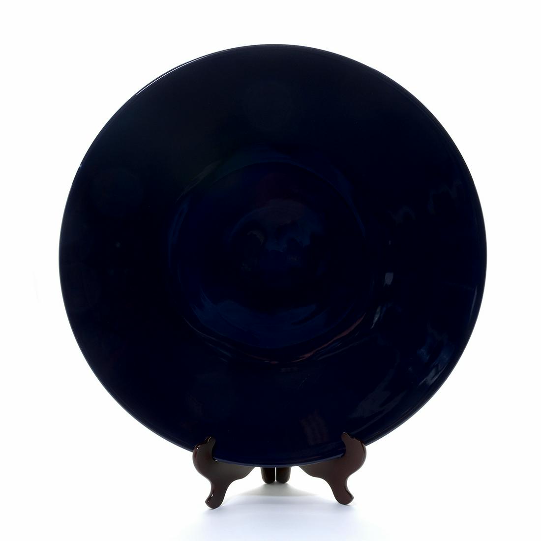 Large Chinese Blue Glaze Plate. (1 of 3)