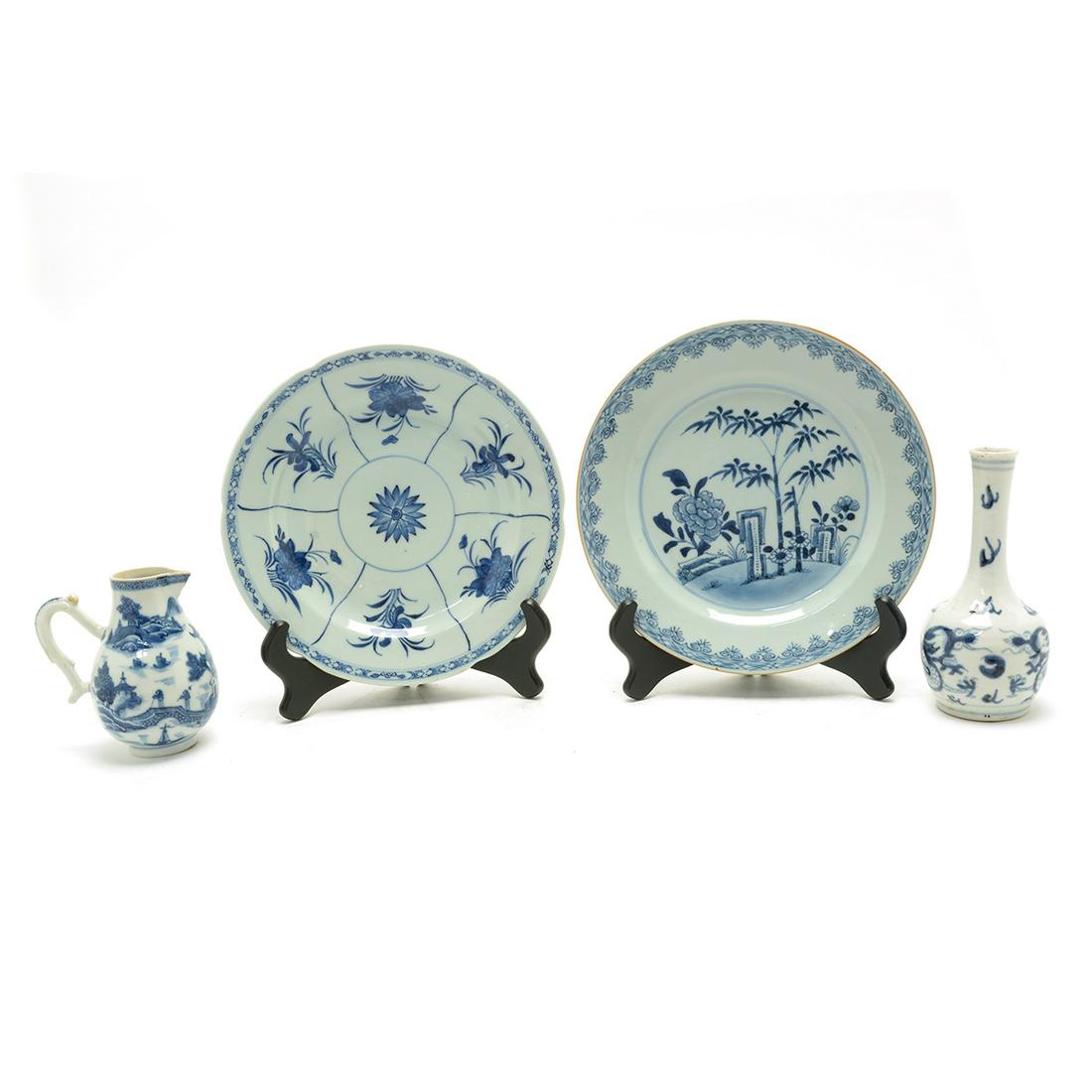 Four Chinese Export Blue and White Porcelains (1 of 3)